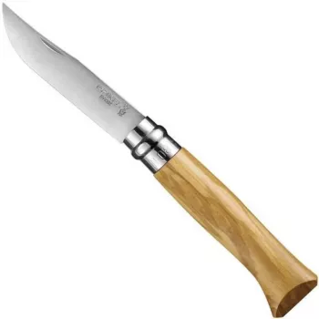 Salokāmais kabatas nazis Opinel Nr. 08 ar olīvkoka rokturi, nerūsējošā tērauda asmens, modelis 002020
