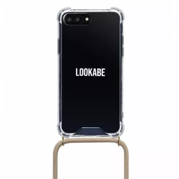 Kaklarotas maciņš Lookabe loo007 zelta nude iPhone 7/8 Plus — valkājams tālruņa maciņš ar siksniņu