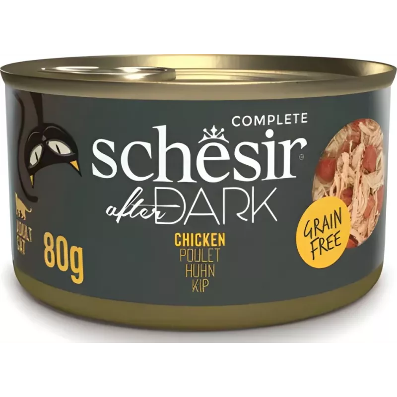 Mitrā kaķu barība Agras Pet Foods Schesir 80 g — vistas gaļa, bez graudiem, pieaugušiem, jebkurai šķirnei