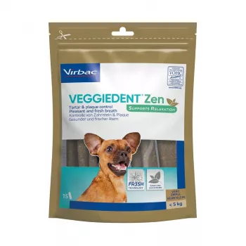 Sausās suņu zobu nūjiņas VIRBAC VEGGIEDENT ZEN XS x15 maziem suņiem, 15 nūjiņu iepakojums
