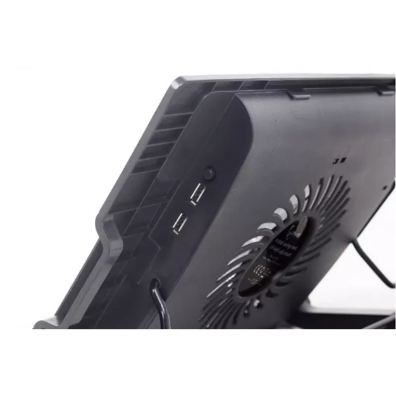 Laptop cooling pad Gembird NBS-1F17T-01, for up to 17 inch, 1×15 cm fan, USB 2.0, 370×265×33 mm, 350 mA, Melns