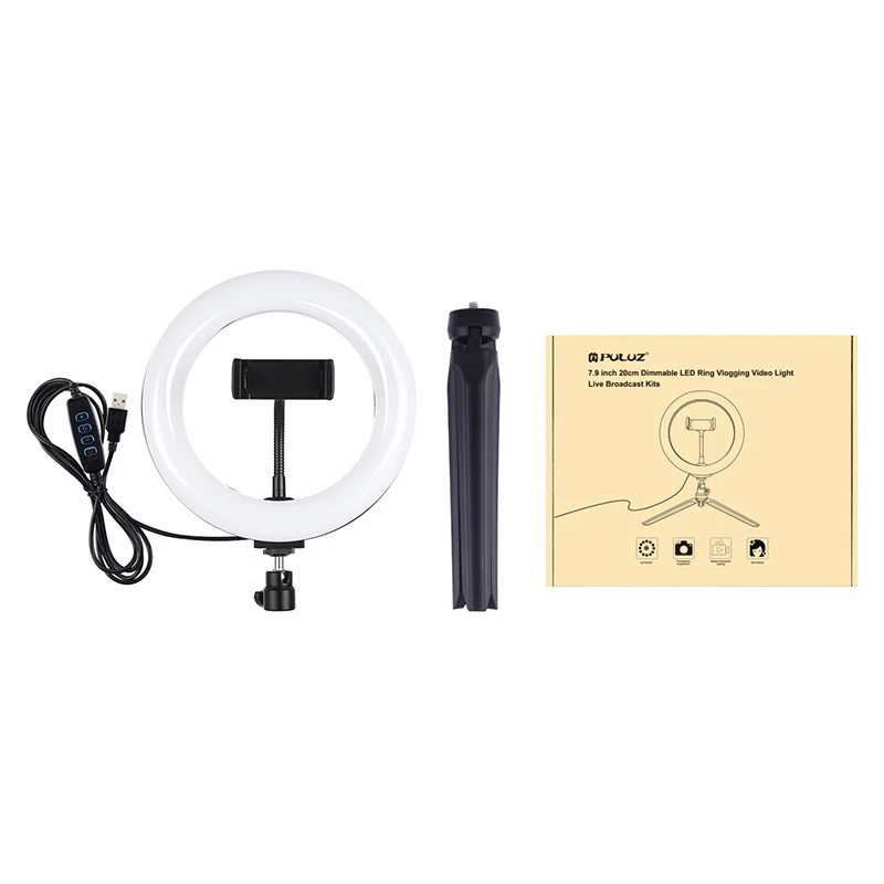 Statīva stiprinājums Puluz ar 20 cm LED gredzenu vlogojumam PKT3073B