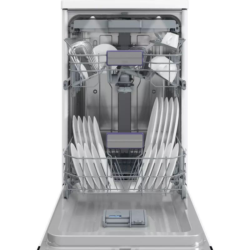 BEKO brīvi stāvoša trauku mazgājamā mašīna BDFS26120WQ, energoefektivitātes klase E, platums 45 cm, 6 programmas, invertora motors, trešā atvilktne, balta