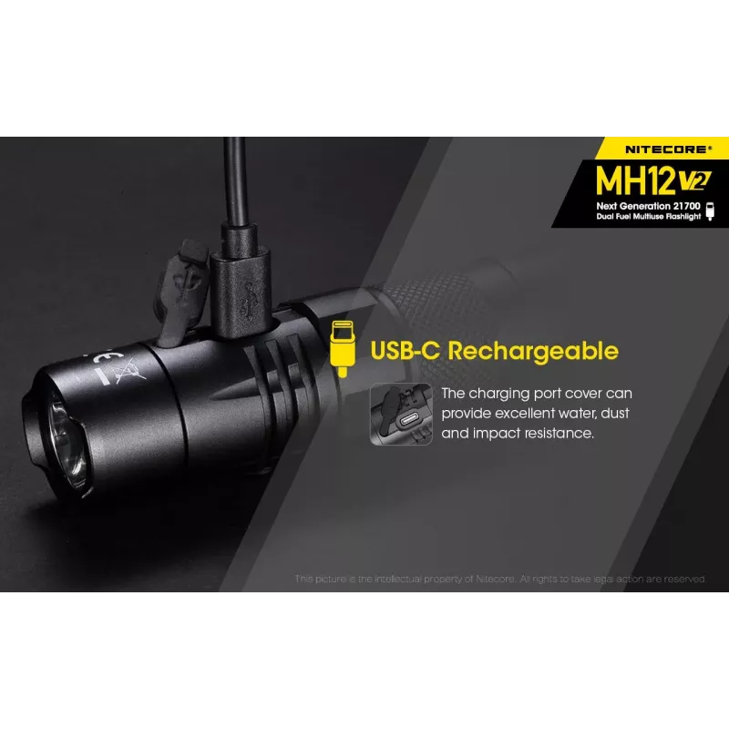 Rokas lukturītis Nitecore MH12 V2 melns