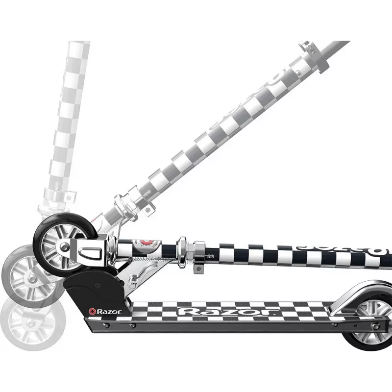 Kick skrejritenis Razor Model A — viegls salokāms pieaugušo/pusaudžu skrejritenis, alumīnija, regulējama stūre, maks. slodze 65 kg