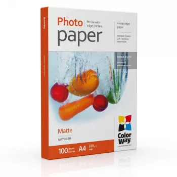Matēts fotopapīrs ColorWay PM220100A4 220 g/m² A4 (210×297 mm) tintes printeriem