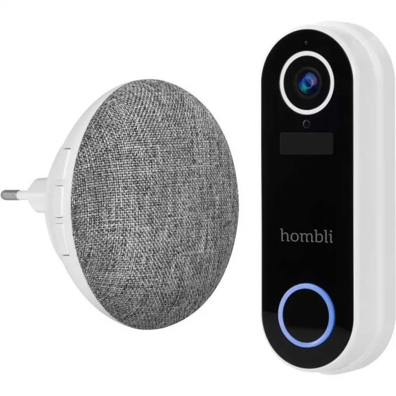 Durvju zvana signāls Hombli Doorbell Chime 2, Avanca International BV — bezvadu 433,92 MHz, maiņstrāva 110–240 V, C tipa kontaktdakša, pelēks/balts