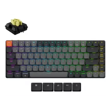 Mehāniskā tastatūra Keychron K3X-B4 — 75% zema profila, vadu un Bluetooth 5.2, USB-C, RGB fona apgaismojums, pelēka, akumulators līdz 124 stundām