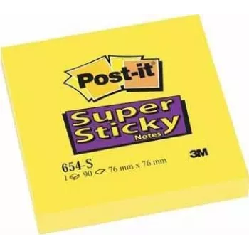 Post-It 654-S lipīgās piezīmes kvadrātveida Dzeltenas 90 lapas (654-S6 (1 IEPA. = 12 bloki))