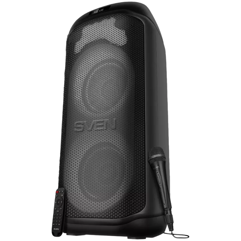 Skaļrunis SVEN PS-1050, melns (200W, TWS, Bluetooth, FM, USB, microSD, LED displejs, 7200mAh)