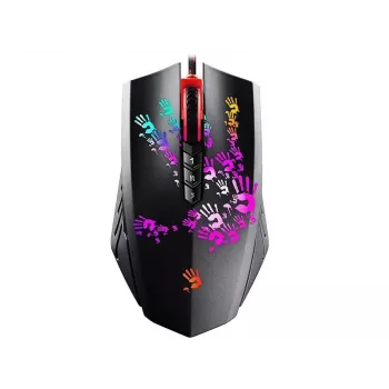 Spēļu pele A4Tech BLOODY A60 — optiska, piemērota abām rokām, 6200 DPI, USB Type-A, 8 pogas, melna