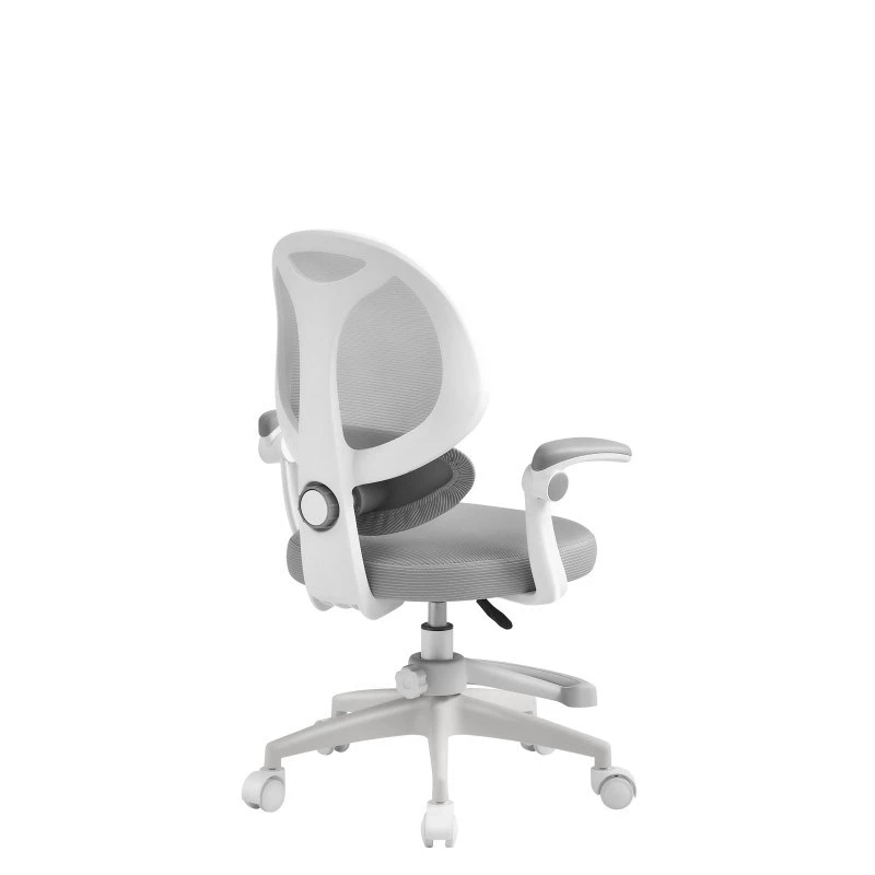 Grozāmais krēsls mark adler Junior 4.5 pelēka — ergonomisks rakstāmgalda krēsls, regulējams augstums 40–50 cm, sieta atzveltne, ritenīšu pamatne, roku balsti, jostasvietas atbalsts