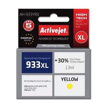Saderīga tintes kasetne ActiveJet AH-933YRX HP 933XL CN056AE, dzeltena, 14 ml, atjaunota