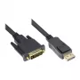 Good Connections savienojuma kabelis DisplayPort uz DVI-D 24+1 - 24K zelta pārklājuma kontakti - OFC - melns - 1m