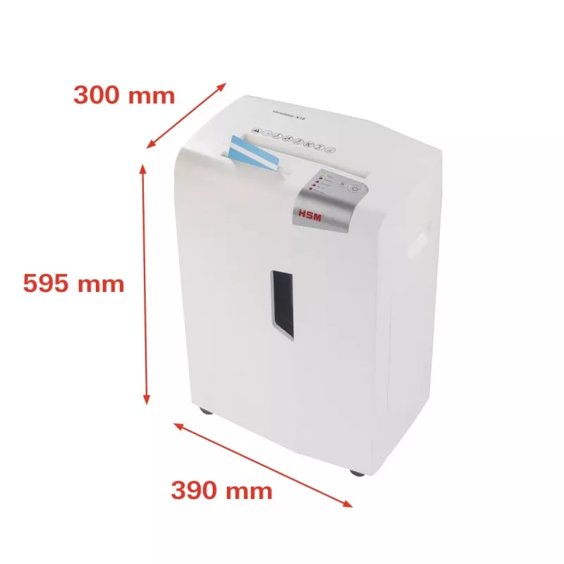 Papīra smalcinātājs HSM X15, daļiņu griezums P-4, 23 cm darba platums, 16 lapu ietilpība, 26 L tvertne, sudraba
