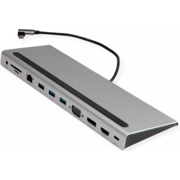 VALUE USB 3.2 Gen 2 Type C Multiport dokstacija, 4K HDMI/DP, VGA, USB, karšu lasītājs, PD, LAN, audio (12.99.1117)