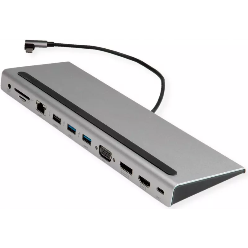 VALUE USB 3.2 Gen 2 Type C Multiport dokstacija, 4K HDMI/DP, VGA, USB, karšu lasītājs, PD, LAN, audio (12.99.1117)