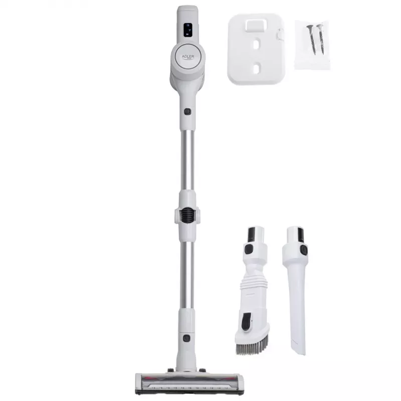 Bezvadu putekļsūcējs Adler AD 7060 — 350 W, 22 V baterija, līdz 35 min darbības laikam, 16000 Pa sūkšanas jauda, bez maisa, balts