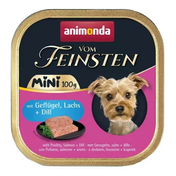 Mitrā suņu barība animonda Vom Feinsten Dill Poultry & Salmon 100 g paplāte, bez graudiem, pieaugušiem mazu šķirņu suņiem