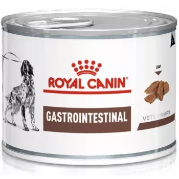 Konservēta veterinārā diēta Royal Canin Gastro Intestinal 200 g — pieaugušiem suņiem, mājputnu gaļa, gremošanas atbalsts