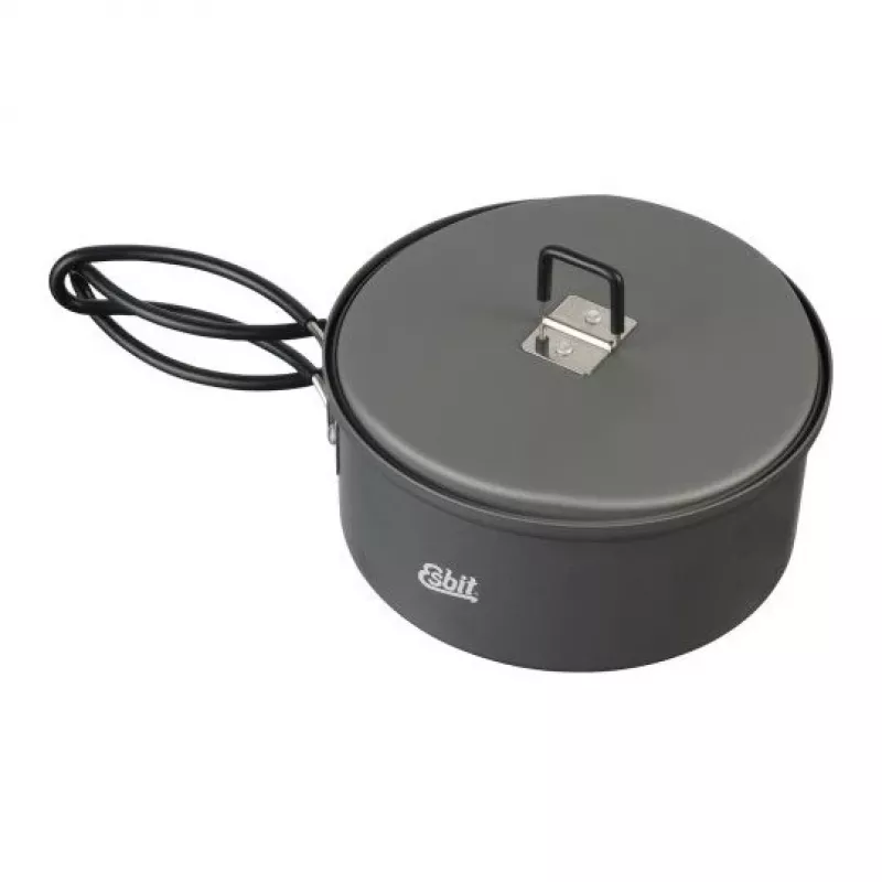 Kempinga katls ESBIT PT1100HA — Alumīnija katls 1,1 L, Ø14,8 cm, 227 g, melns