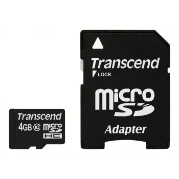 Flash atmiņa Transcend 4GB MicroSDHC Class 10 ar adapteri