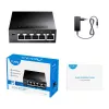 Tīkla slēdzis Cudy GS105 — 5 portu Gigabit Ethernet (10/100/1000), melns, 5 V DC barošana iekļauta