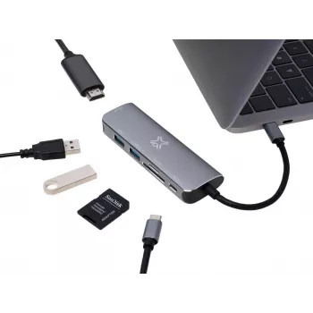 XWH-HUB6-13 XTREMEMAC TYPE-C HUB 6-portu sudraba (XWH-HUB6-13)