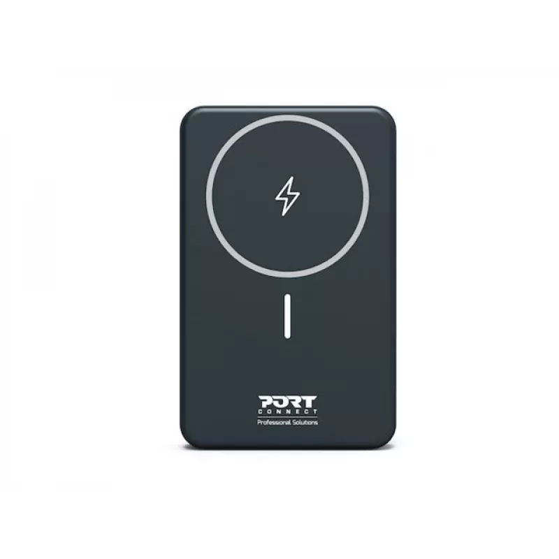Port Designs 907005 10000 mAh bezvadu uzlādes ārējais akumulators, melns
