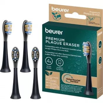 Beurer SC Premium Plaque Eraser Green Planet zobu birstes galviņas, melnas, 4 iepakojumā