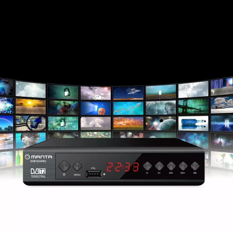 Digitālais TV uztvērējs MANTA DVBT025PRO DVB-T2 Full HD atbalsts USB ierakstīšana