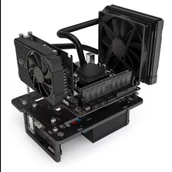 Streacom benchtable BC1 Mini V2 melns — kompakts, pasīvi dzesējams atvērta rāmja korpuss