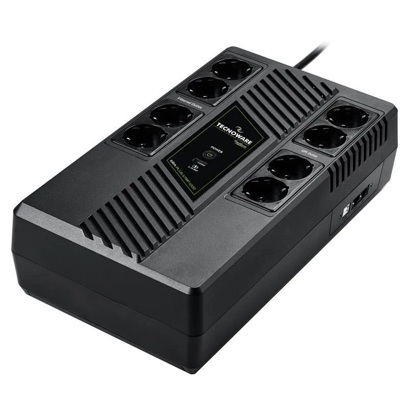 Nepārtrauktās barošanas avots TECNOWARE Era Plus Strip 1000, Line‑Interactive 1 kVA / 700 W, 8 F tipa kontaktligzdas, VRLA akumulators, 4.4 kg