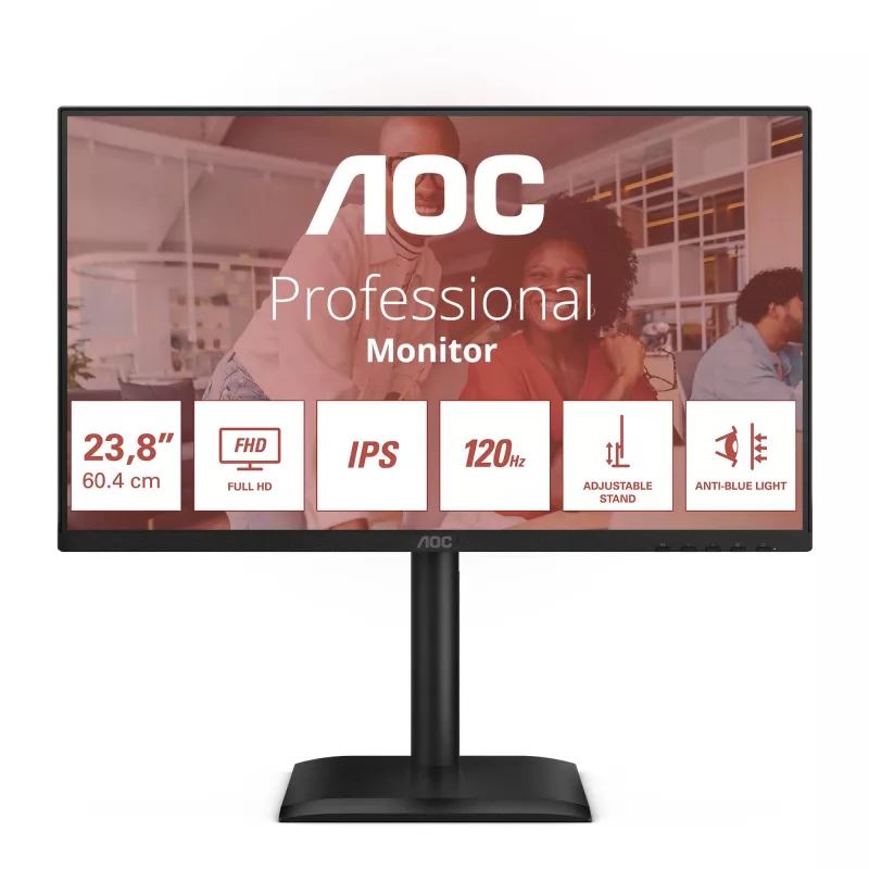 AOC 24E4U datora monitors 60,5 cm (23,8 collas) 1920 x 1080 pikseļi Full HD LED Melns