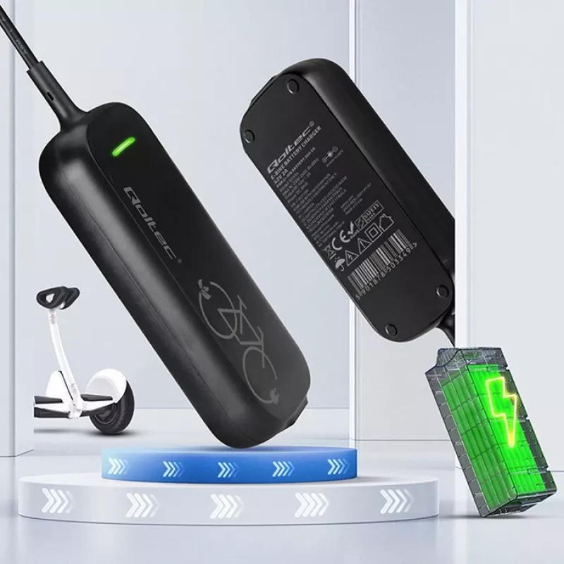 Qoltec ātrais lādētājs XIAOMI 36V elektrisko skrejriteņu un velosipēdu uzlādei | 42V | 2A | 8.0*8.0mm+pin | ūdensizturīgs + strāvas kabelis