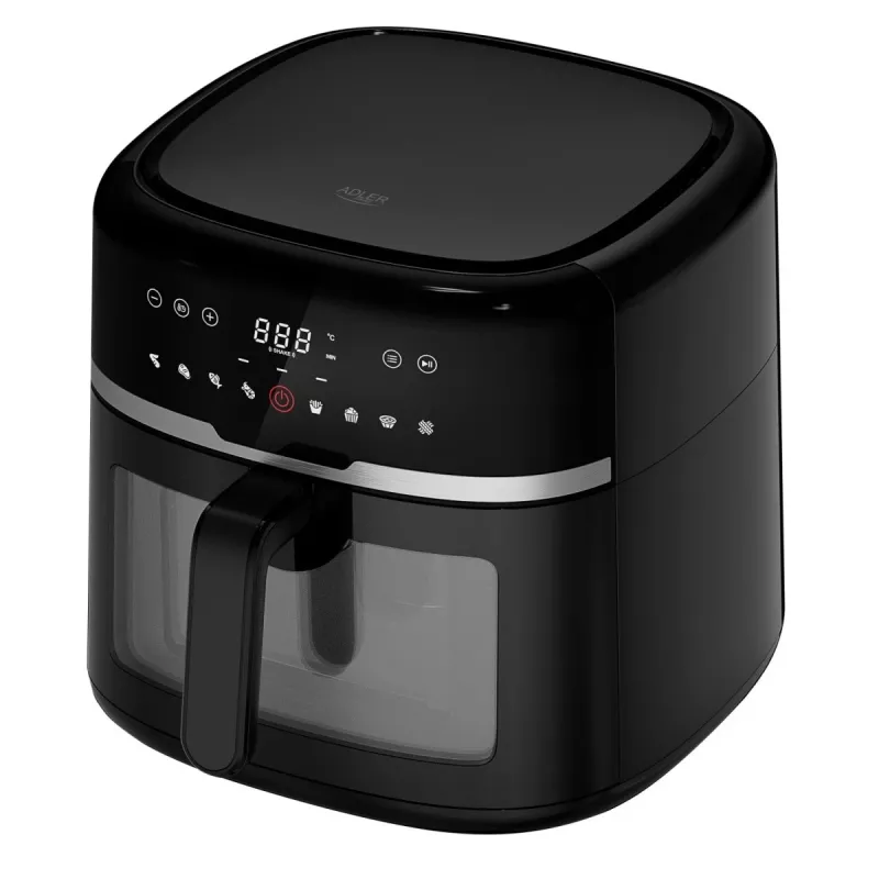 Adler AD 6318 karstā gaisa friteris, 8 l, 2500 W, LCD displejs, 9 programmas, melns