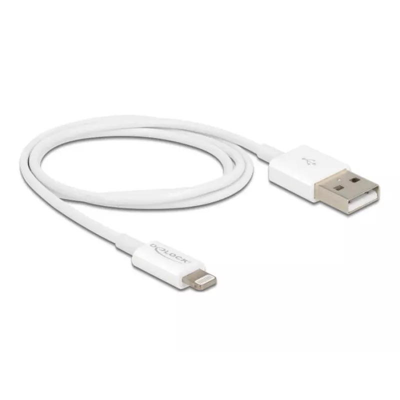 USB datu un strāvas kabelis DeLOCK 83000 iPhone iPad iPod ierīcēm, balts, 1 m