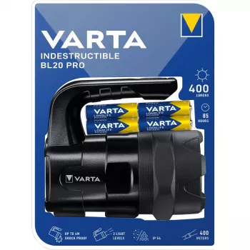 Varta INDESTRUCTIBLE BL20 PRO rokas lukturis, melns, LED (18751101421)