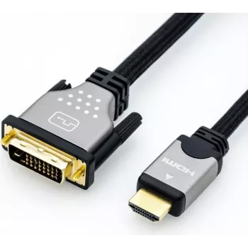 ROLINE - Video kabelis - Dual Link - HDMI / DVI - DVI-D (vīr.) uz HDMI (vīr.) - 3 m - Ekranēts - Melns/Sudrabains - 4K atbalsts (11.04.5872)