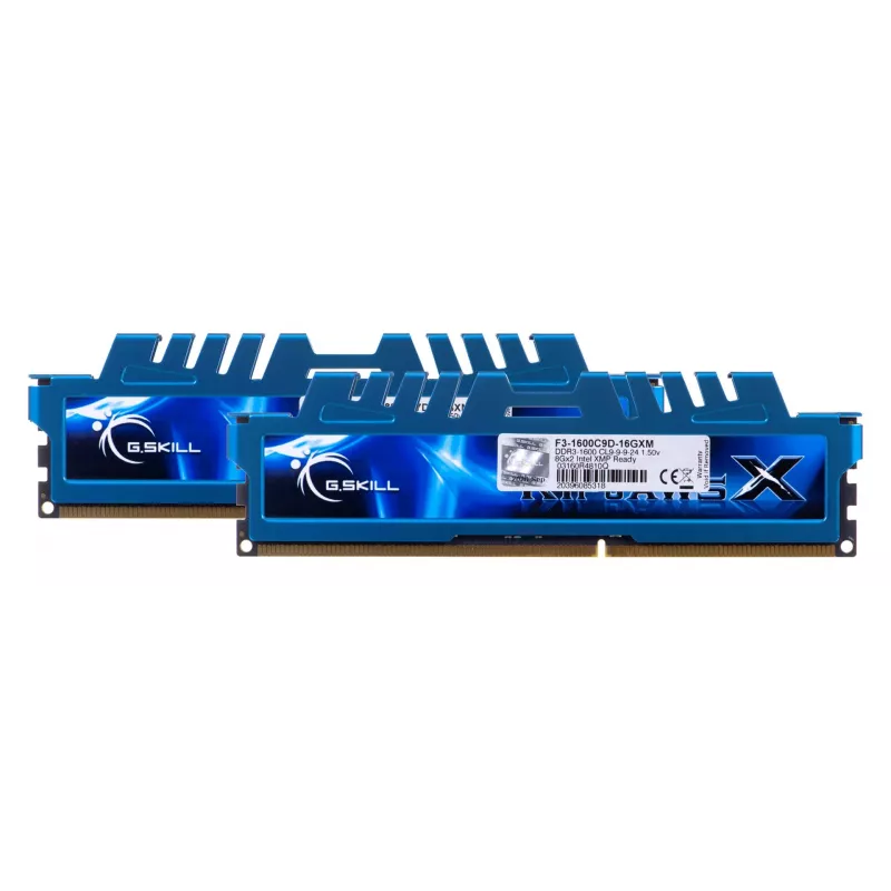 G.Skill 16GB Ripjaws X Dual Channel Memory Kit - zils (2x 8GB, DDR3 1600MHz, 1,5 V, F3-1600C9D-16GXM, XMP gatavs)