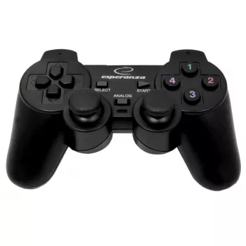 Gamepad ESPERANZA EG102 vadu USB 2.0, PC/PlayStation 3 atbalsts, D-pad, vibrācija, melns