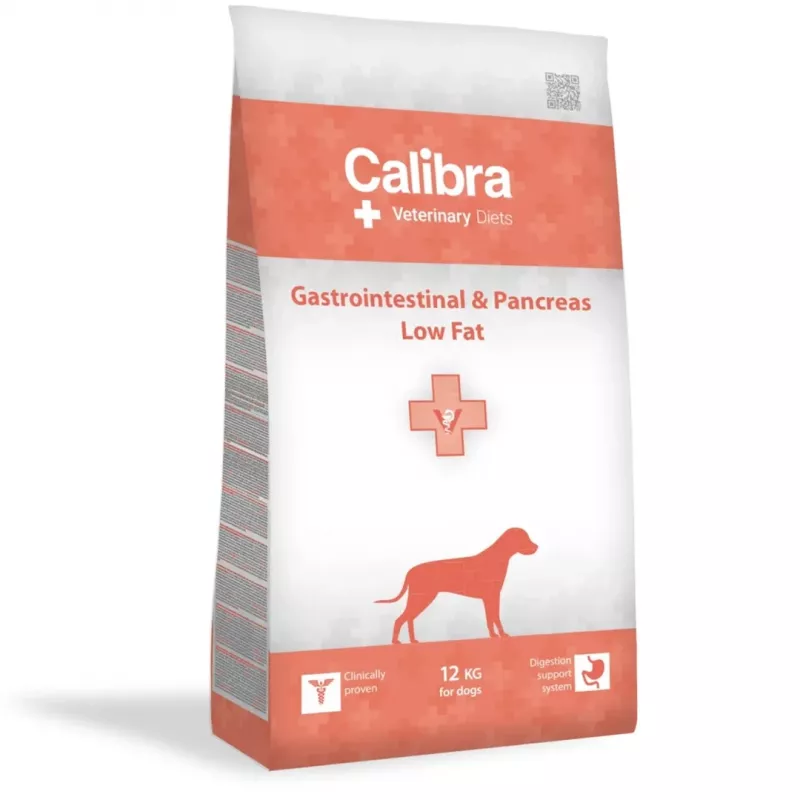 Sausā suņu barība Calibra VD Gastrointestinal Pancreas Low Fat 12 kg — pieaugušiem suņiem, lasis, ar zemu tauku saturu, bez lipekļa un sojas
