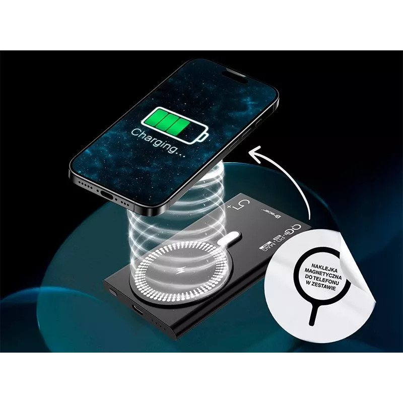 Pārnēsājams lādētājs TRACER AirMag2 — 5000 mAh, MagSafe saderīgs, USB-C PD 20 W, bezvadu uzlāde, 115 g, 1 pieslēgvieta