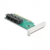 DELOCK PCIe x16 bifurkācijas karte uz 4× iekšēju SFF-8643 NVMe, zema profila