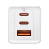 Sienas lādētājs Baseus GaN5 Pro 65W — USB + 2×USB-C (QC3.0, PD3.0) ar 1 m USB-C kabeli, balts