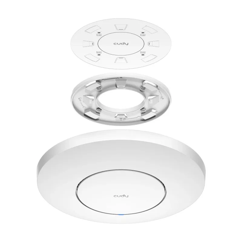 Bezvadu piekļuves punkts Cudy AP11000 — trīsjoslu Wi‑Fi 6 (2,4/5/6 GHz), 5760 Mb/s, MU‑MIMO, griestu/sienas stiprinājums