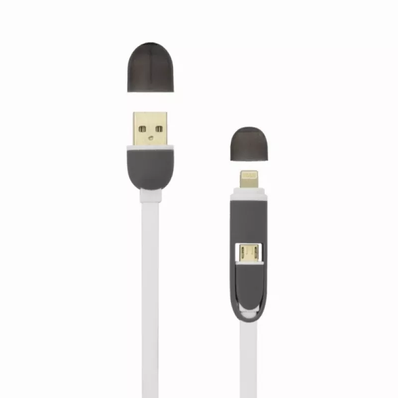 Sbox 2IN1W USB->Micro USB+IPH.5 M/M 1M balts