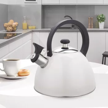 Elektriskā tējkanna Maestro MR-1302-WG 2,5 L, nerūsējošā tērauda korpuss, balta, ar nolokāmu svilpi