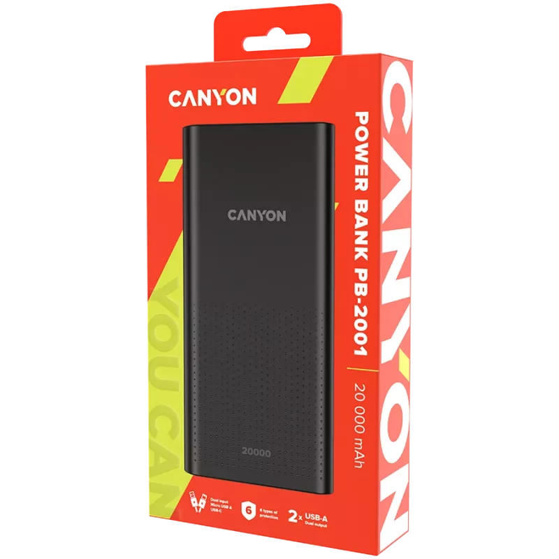 CANYON power bank PB-2001 20000 mAh Melns
