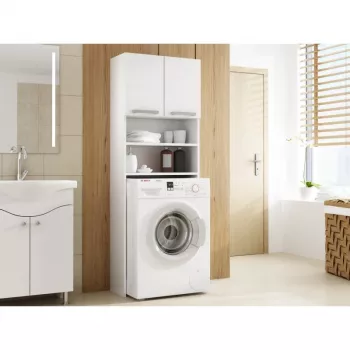 Vannas istabas skapis Top e Shop PRALKA POLA BIEL — balts, brīvi stāvošs, 4 plaukti, 640×300×1830 mm